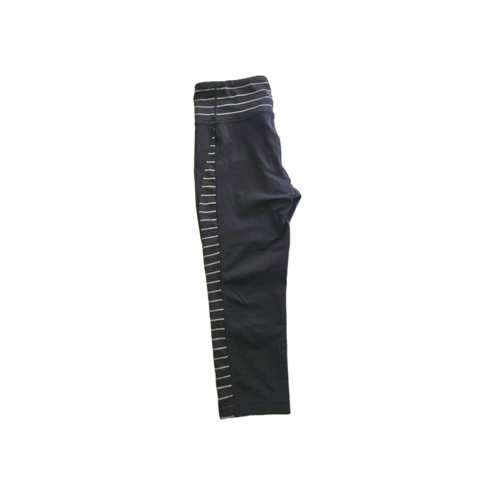 Athleta Relay Capri Leggings Women’s Medium Black Gray Stripe Active Yoga